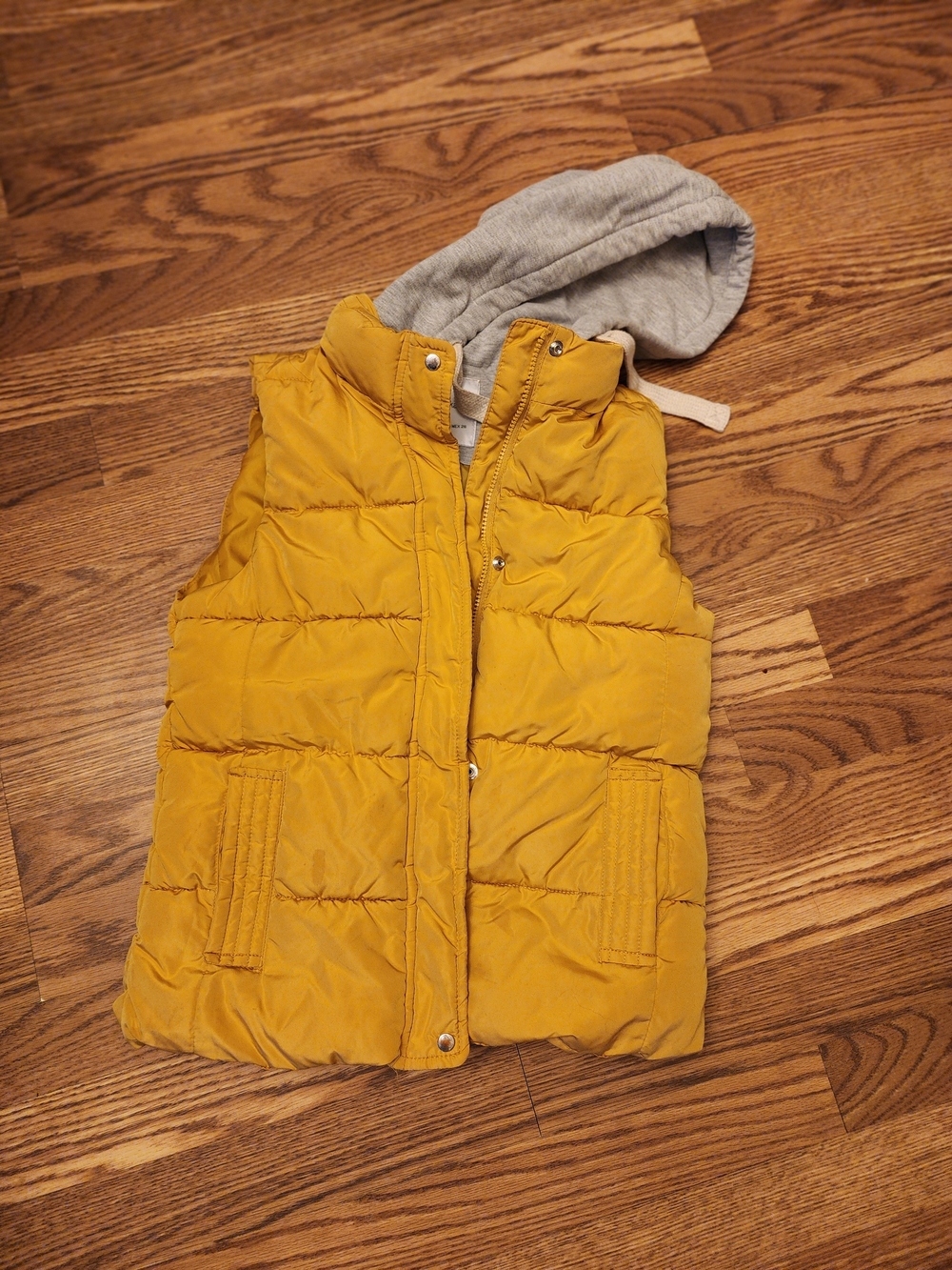 Bershka Mustard Yellow Puffer Vest‎ with Grey Hooded Lining